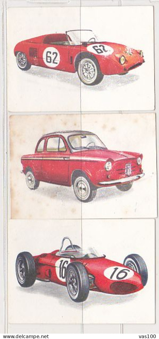 TRADE CARDS, CHOCOLATE, JACQUES, CARS OF 1962, 3X - Jacques