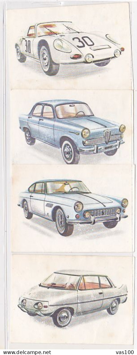 TRADE CARDS, CHOCOLATE, JACQUES, CARS OF 1962, 4X - Jacques