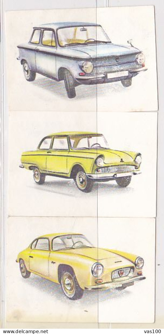 TRADE CARDS, CHOCOLATE, JACQUES, CARS OF 1962, 3X - Jacques