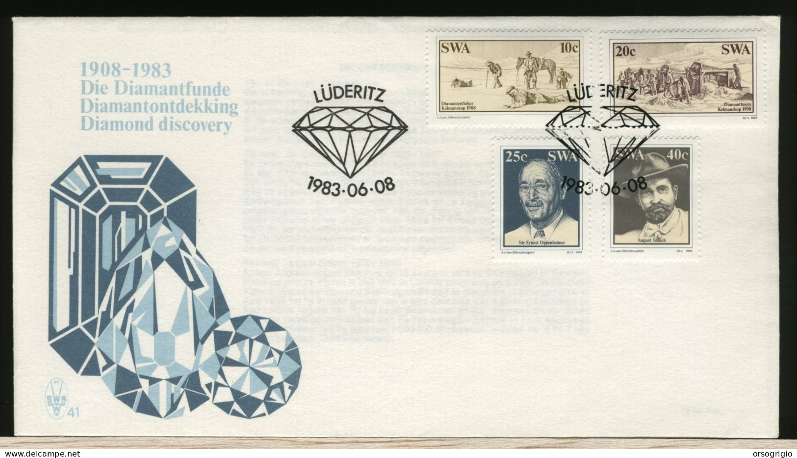 SWA - FDC 1983 - LUDERITZ -   DIAMOND DISCOVERY - FDC