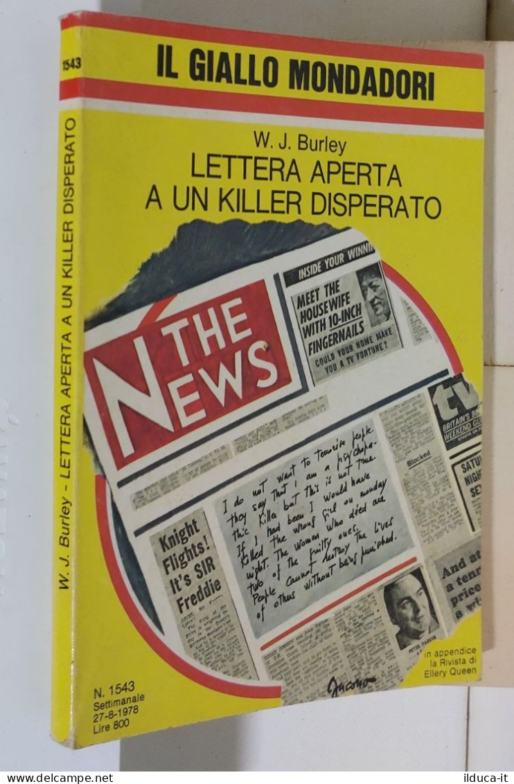 I116959 Classici Giallo Mondadori 1543 - Lettera Aperta A Un Killer Disperato - Thrillers