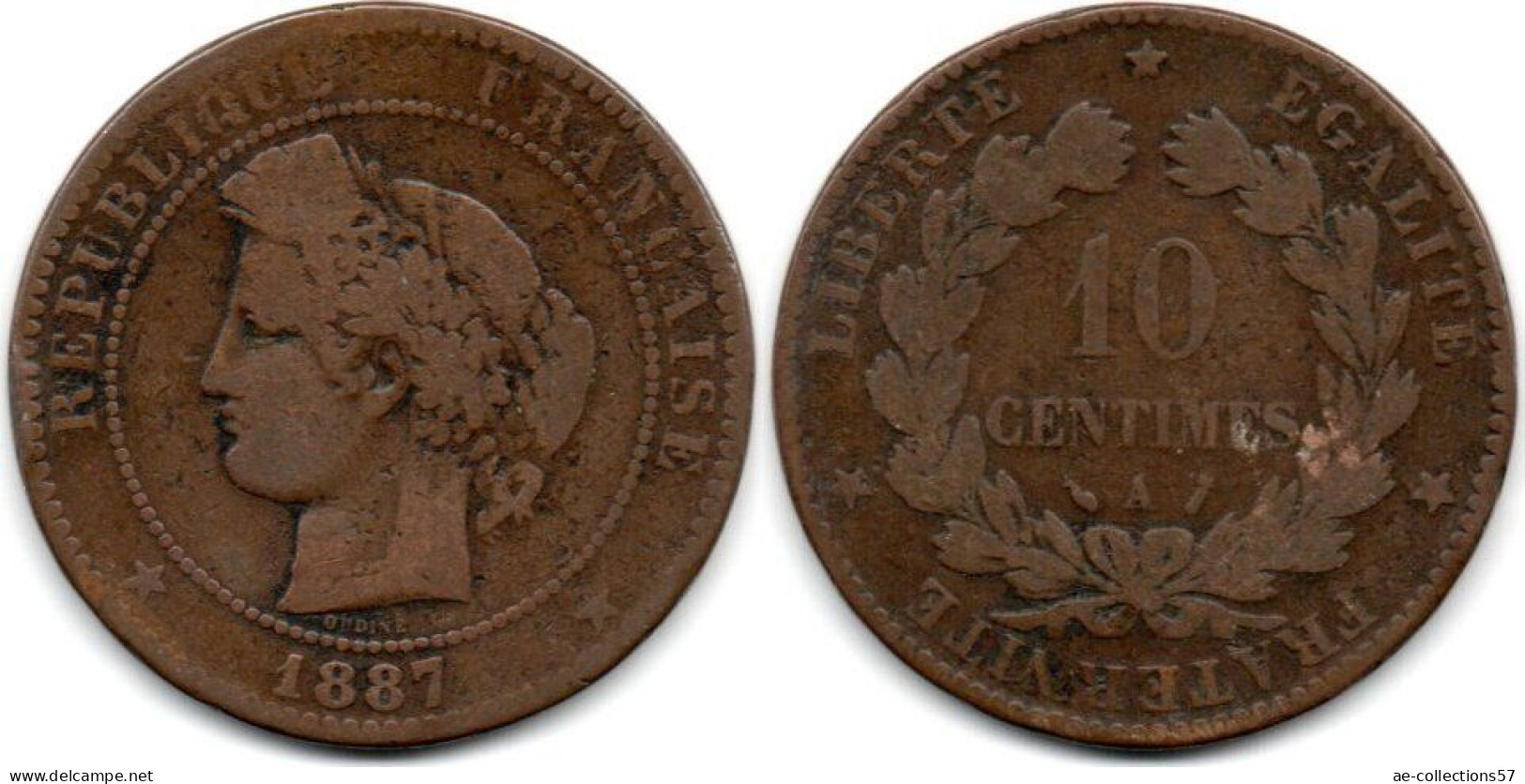 MA 28414 /   10 Centimes 1887 A B+ - 10 Centimes