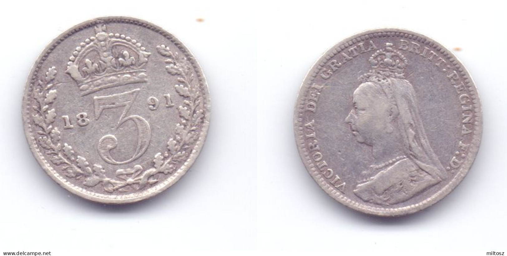 Great Britain 3 Pence 1891 - F. 3 Pence