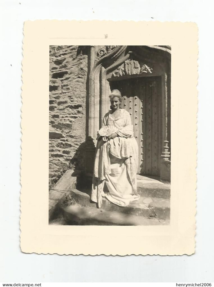 Photographie Femme Robe Mariée éventail Photo 10,5x8 Cm Env - Anonyme Personen