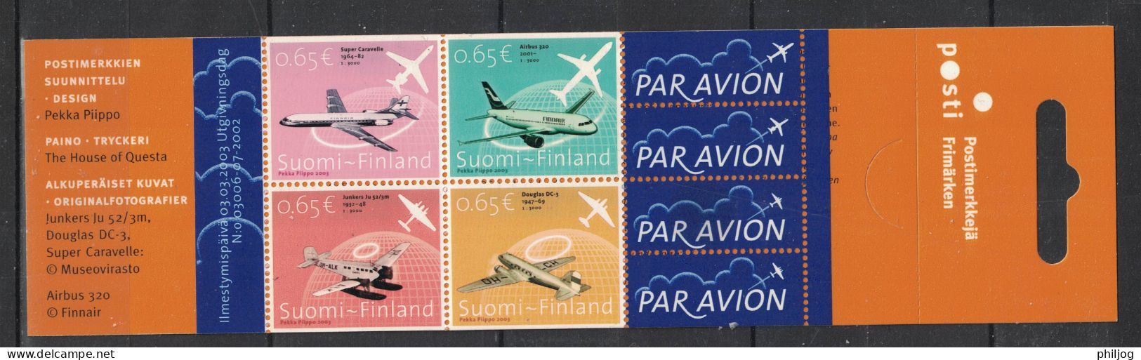 Finlande 2003 - Yvert C1607 Neuf SANS Charnière - Scott#1190 - Facit H58 - Avion - Carnets