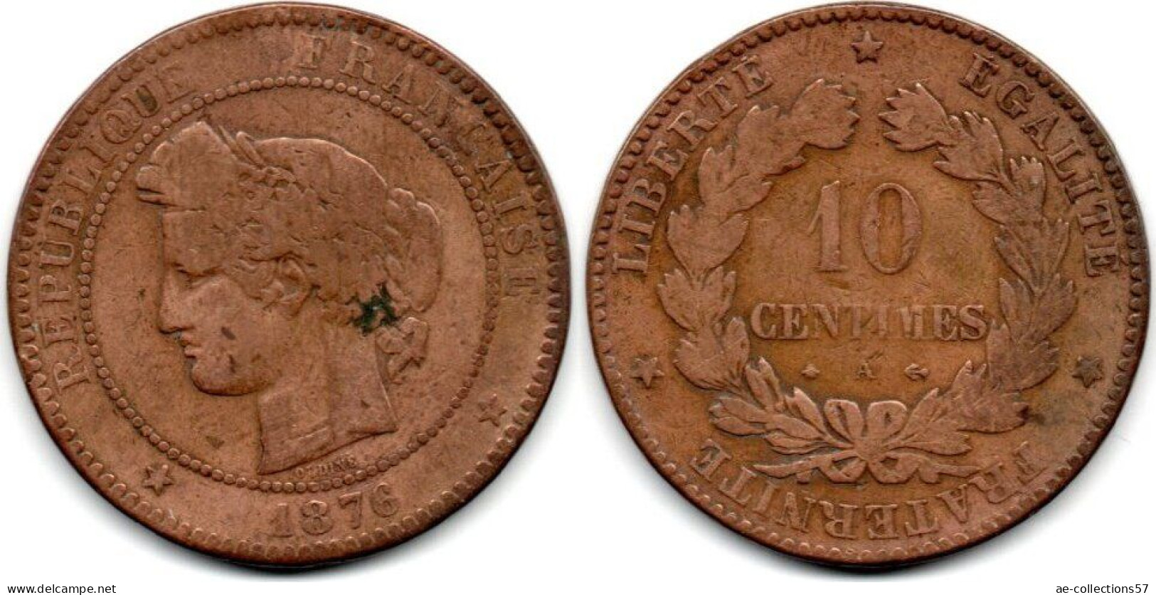 MA 28422 /   10 Centimes 1876 A B+ - 10 Centimes