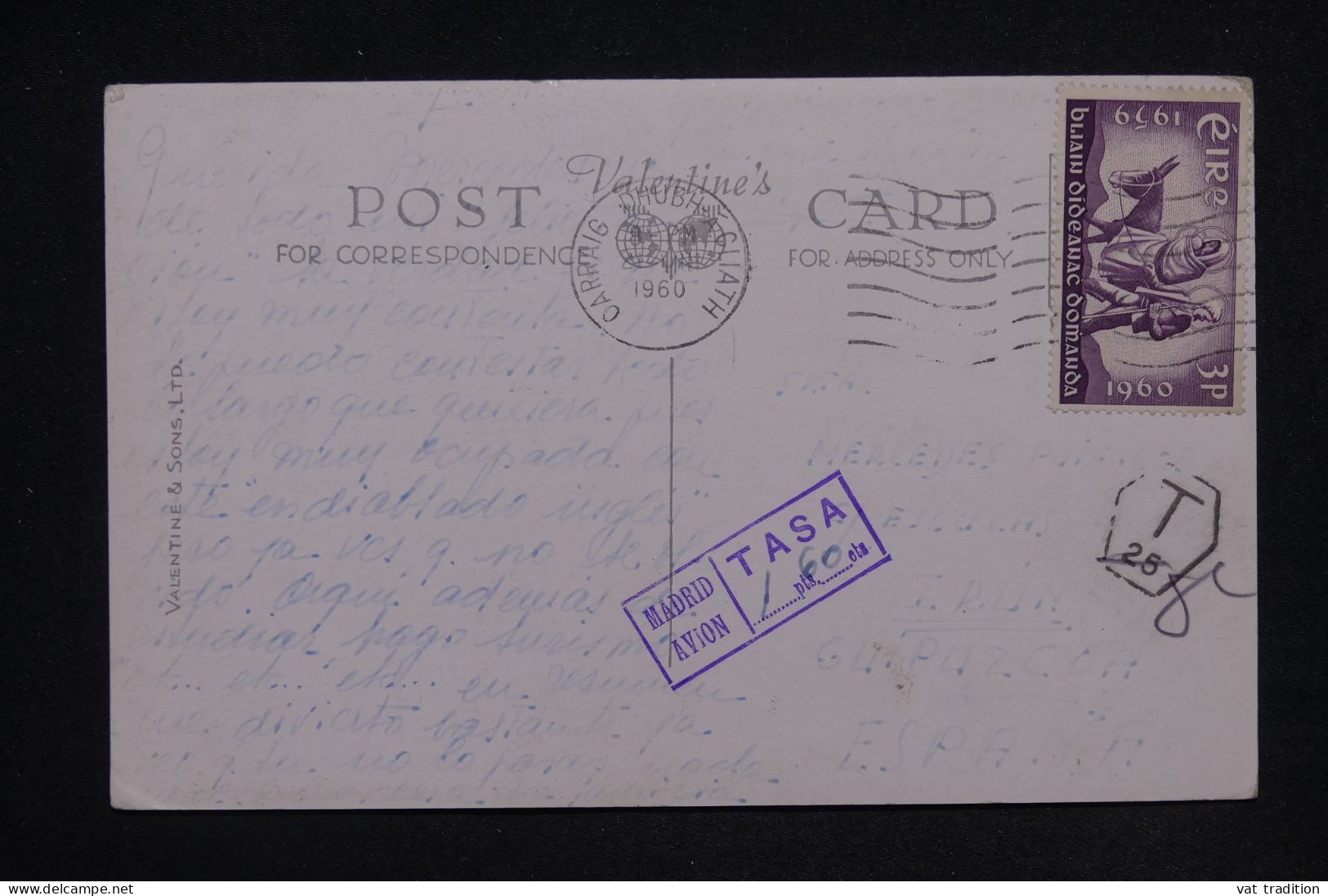 IRLANDE - Affranchissement De Dublin Sur Carte Postale Pour L'Espagne Par Avion En 1960 - L 148583 - Lettres & Documents