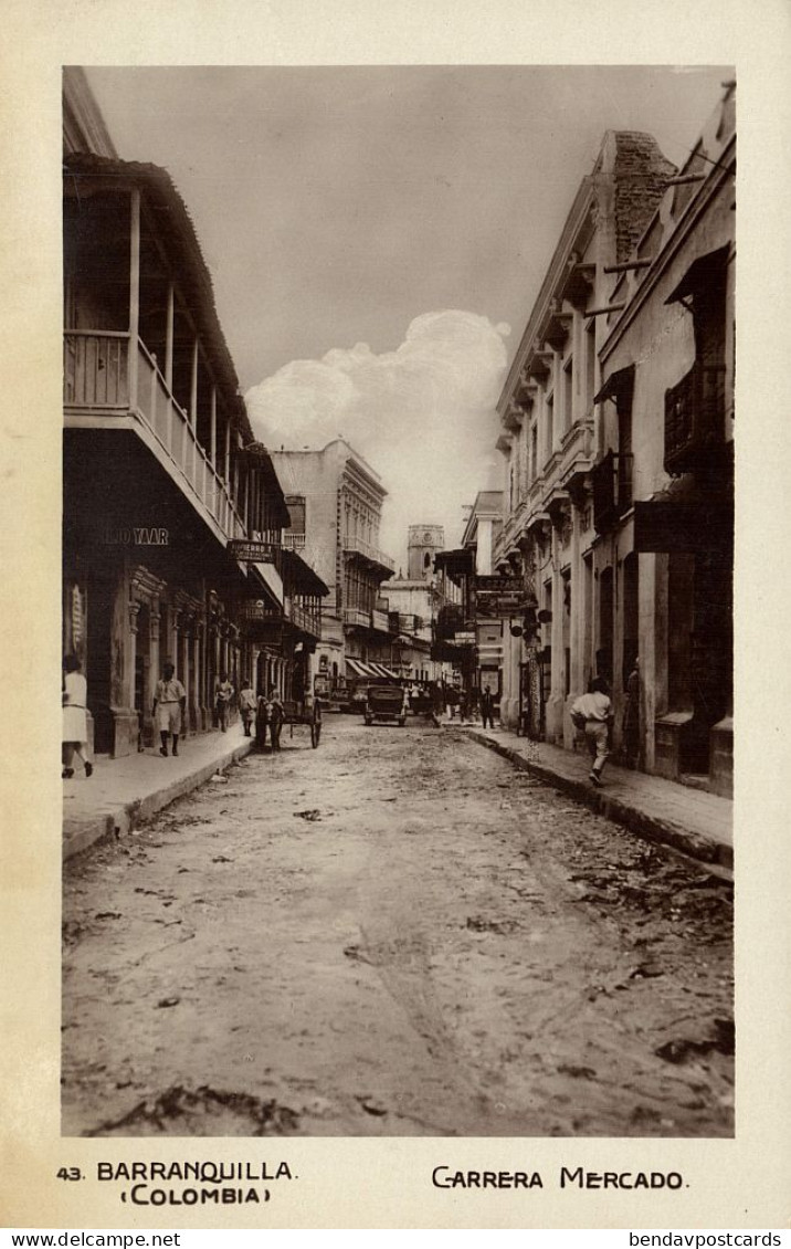 Colombia, BARRANQUILLA, Carrera Mercado (1920s) RPPC Postcard - Colombie