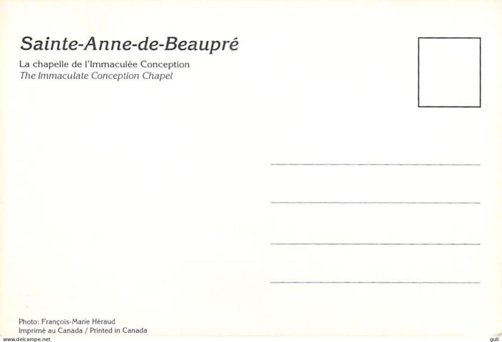 Canada Quebec Sainte Anne De Beaupré La Chapelle De L'Immaculé Conception  (Orgue) *PRIX FIXE - Ste. Anne De Beaupré