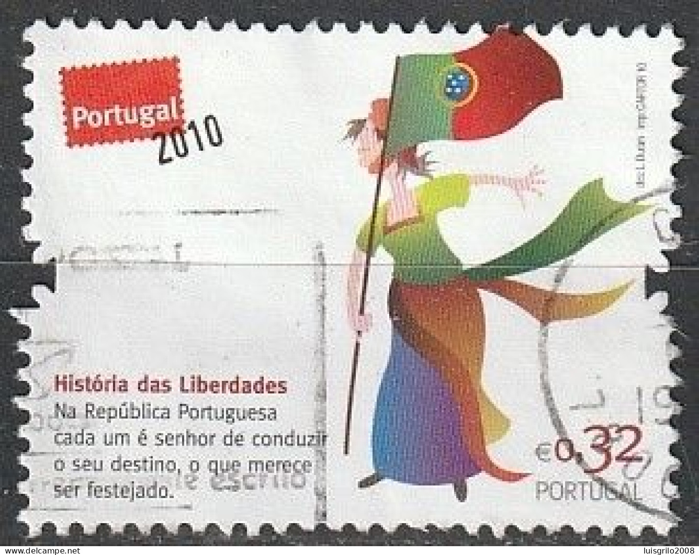 Portugal, 2010 - Centenário Da República, €0,32 -|- Mundifil - 4027 - Usado