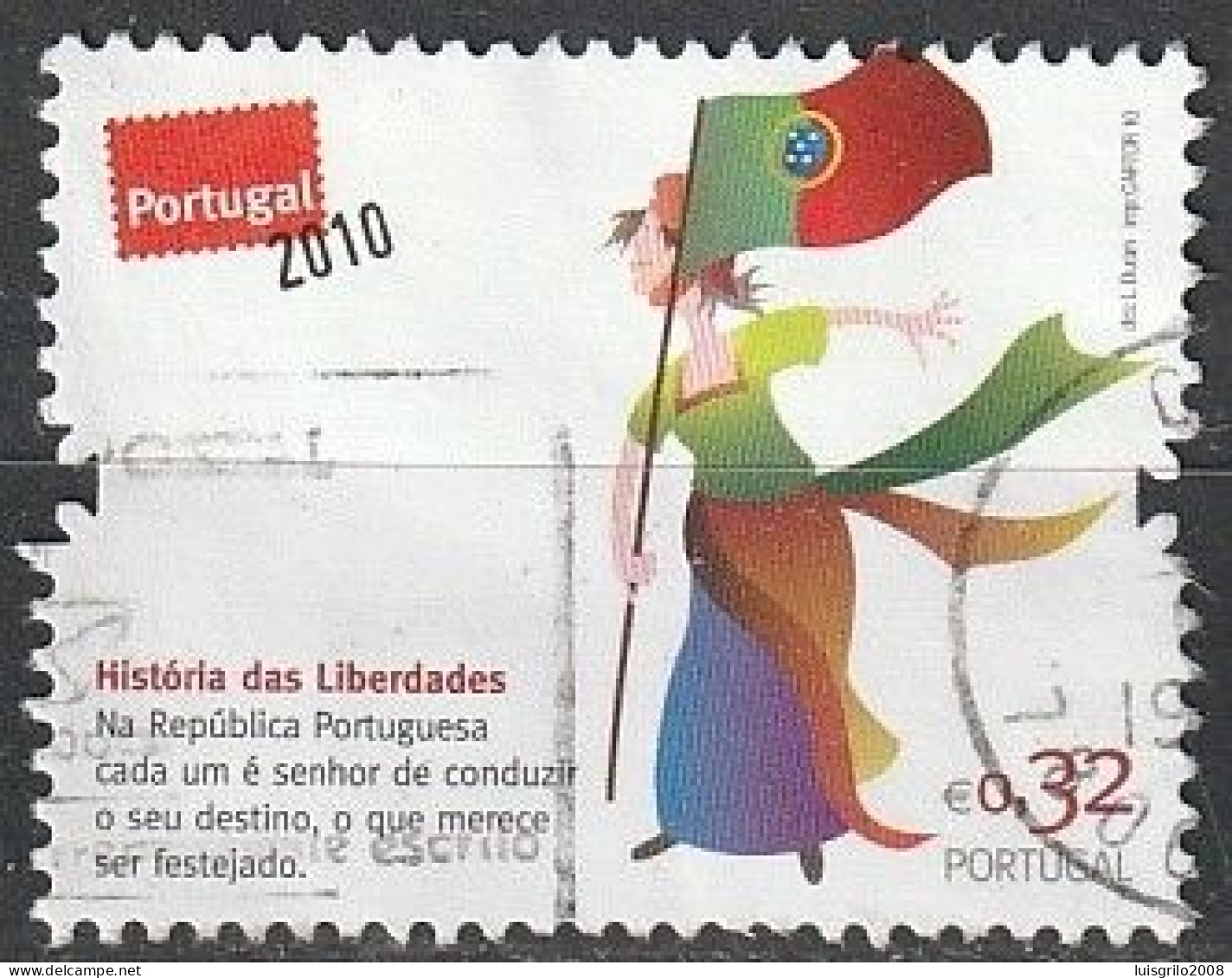 Portugal, 2010 - Centenário Da República, €0,32 -|- Mundifil - 4027 - Gebraucht