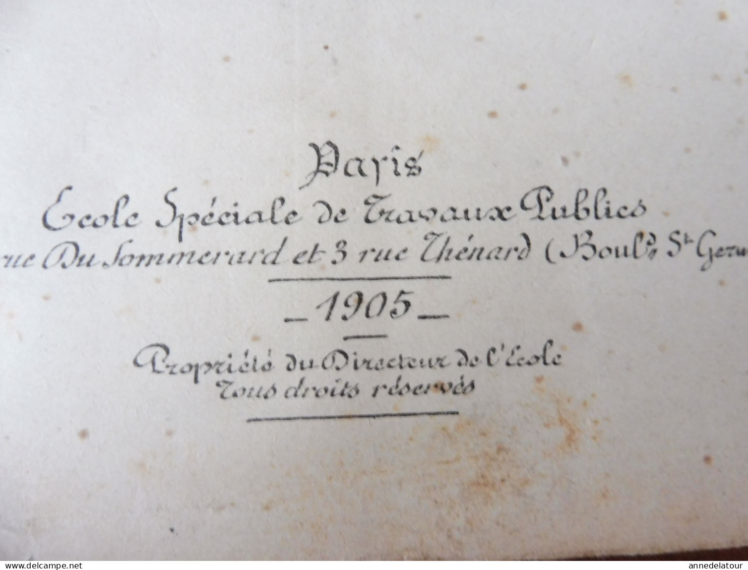 (Rare procédé) Année 1905 Etude  LES MOUVEMENTS DES TERRES  - imp par duplication sur pierre humide - dim. 23 x 17 cm)