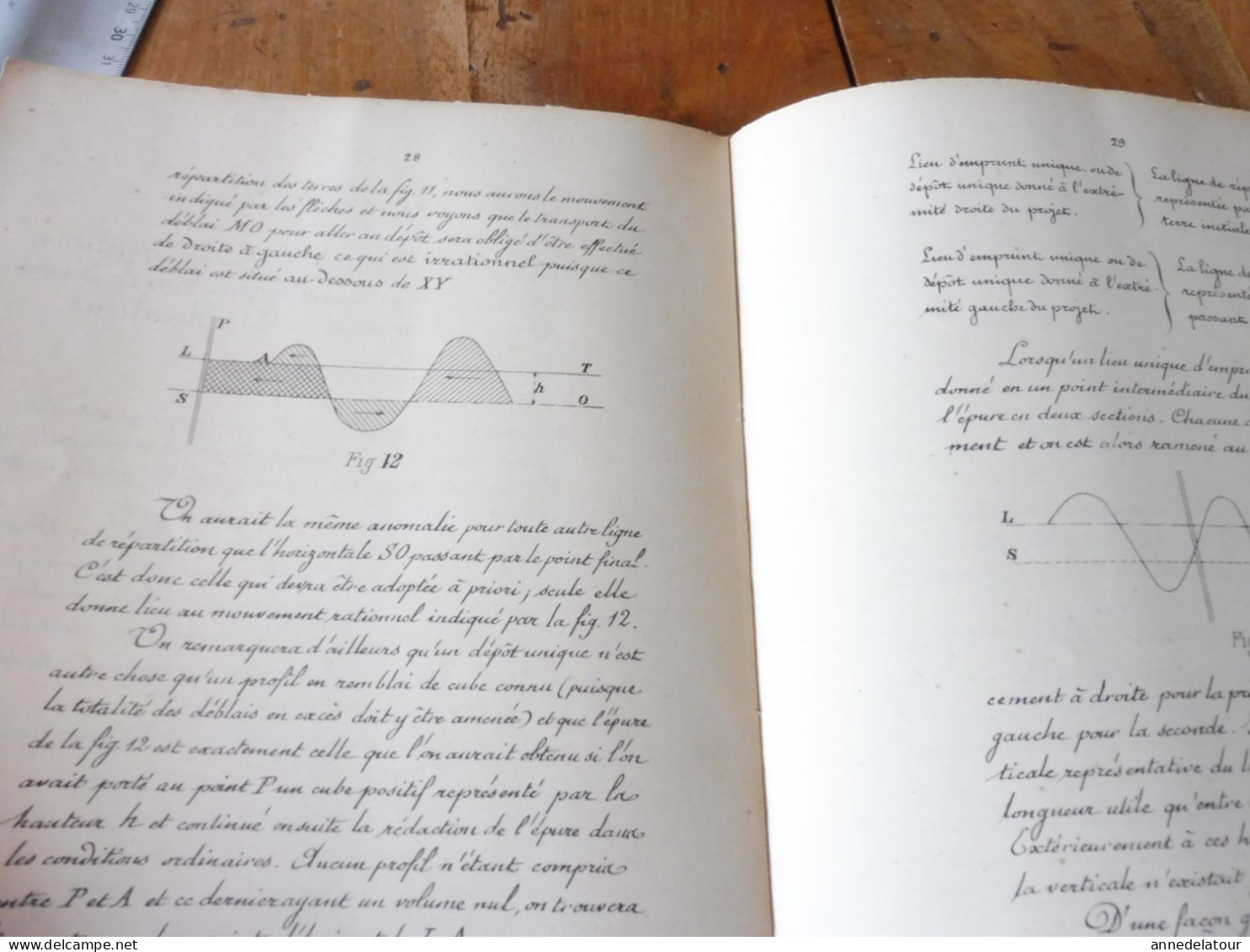 (Rare procédé) Année 1905 Etude  LES MOUVEMENTS DES TERRES  - imp par duplication sur pierre humide - dim. 23 x 17 cm)