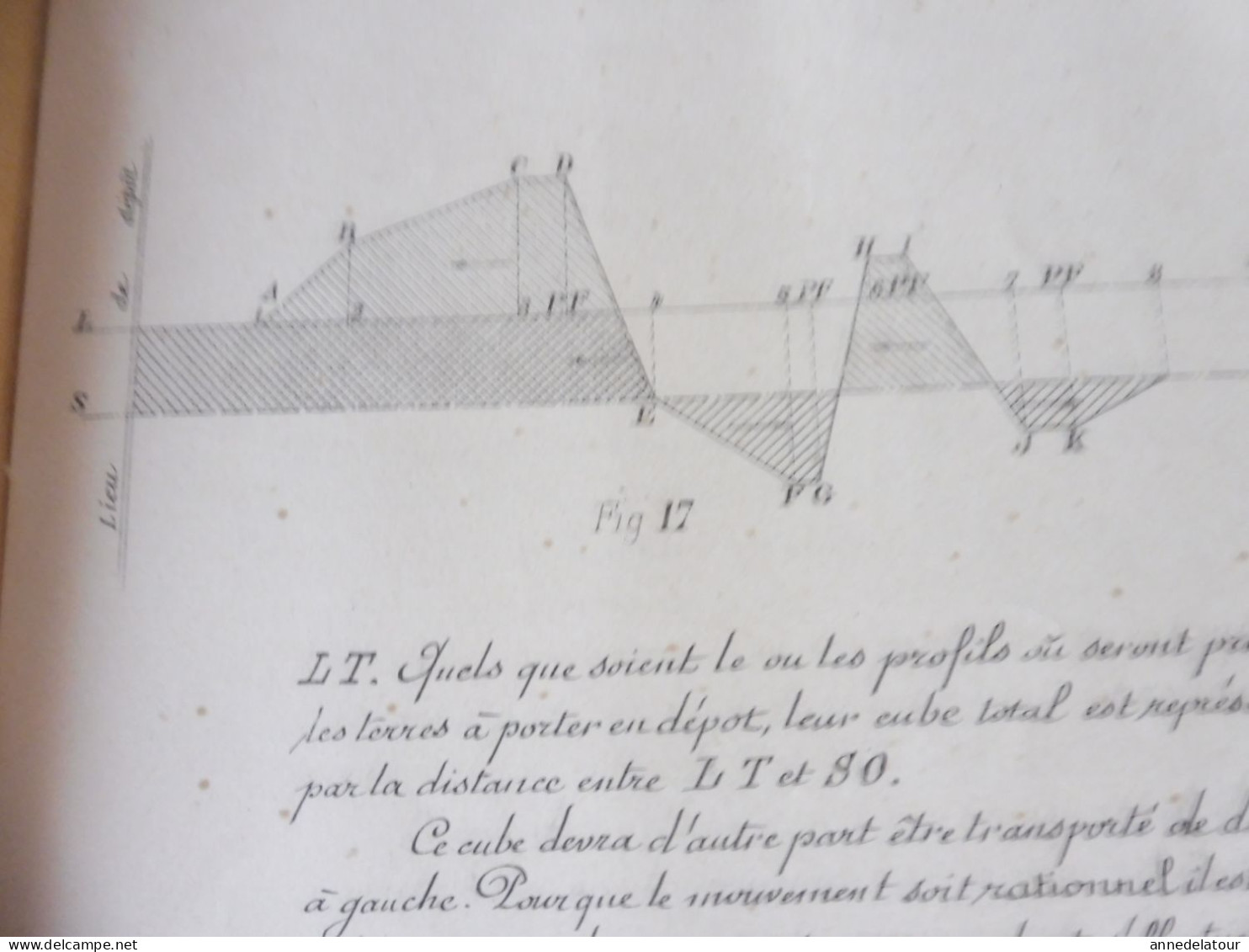 (Rare procédé) Année 1905 Etude  LES MOUVEMENTS DES TERRES  - imp par duplication sur pierre humide - dim. 23 x 17 cm)