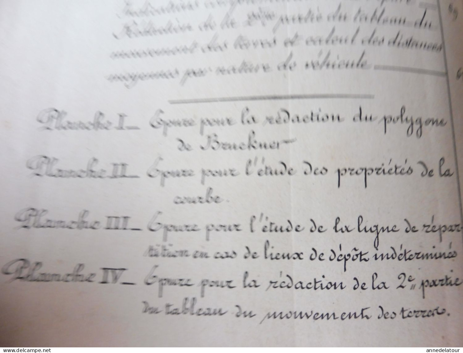 (Rare procédé) Année 1905 Etude  LES MOUVEMENTS DES TERRES  - imp par duplication sur pierre humide - dim. 23 x 17 cm)