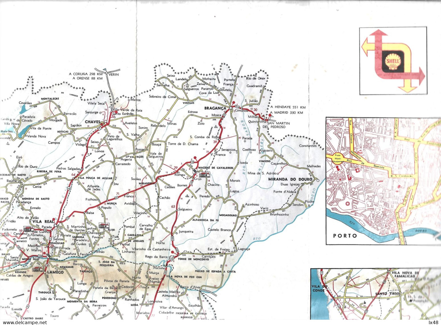 Map Of Roads Of Portugal Published By Shell 1932. Oil. Fuels. Karte Der Straßen Portugals, Veröffentlicht Von Shell. Ol. - Europa