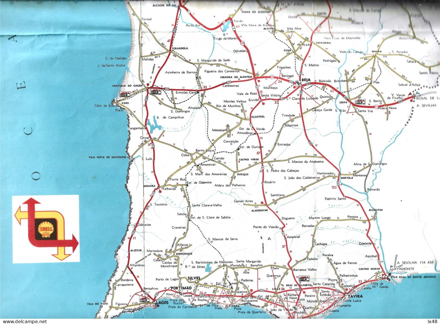 Map Of Roads Of Portugal Published By Shell 1932. Oil. Fuels. Karte Der Straßen Portugals, Veröffentlicht Von Shell. Ol. - Europe