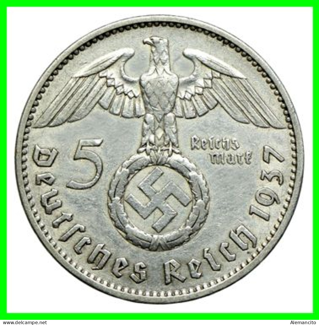 GERMANY - ALEMANIA DEUTFCHES REICH SERIE DE 6 MONEDAS DE 5.00 REICHSMARK AÑO 1937 MONEDAS DE PLATA - 29 MM.  HINDENBURG - 2 Reichsmark