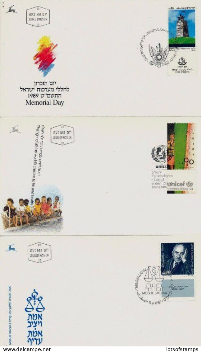 ISRAEL 1989 FDC COMPLETE YEAR SET WITH S/SHEETS - SEE 7 SCANS - Covers & Documents