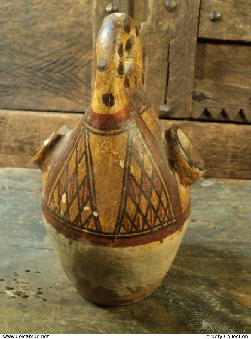 Ancienne Gargoulette Kabyle à Décor Géométrique Berbere Ceramic Pottery / Ref : K07 - Arte Africana