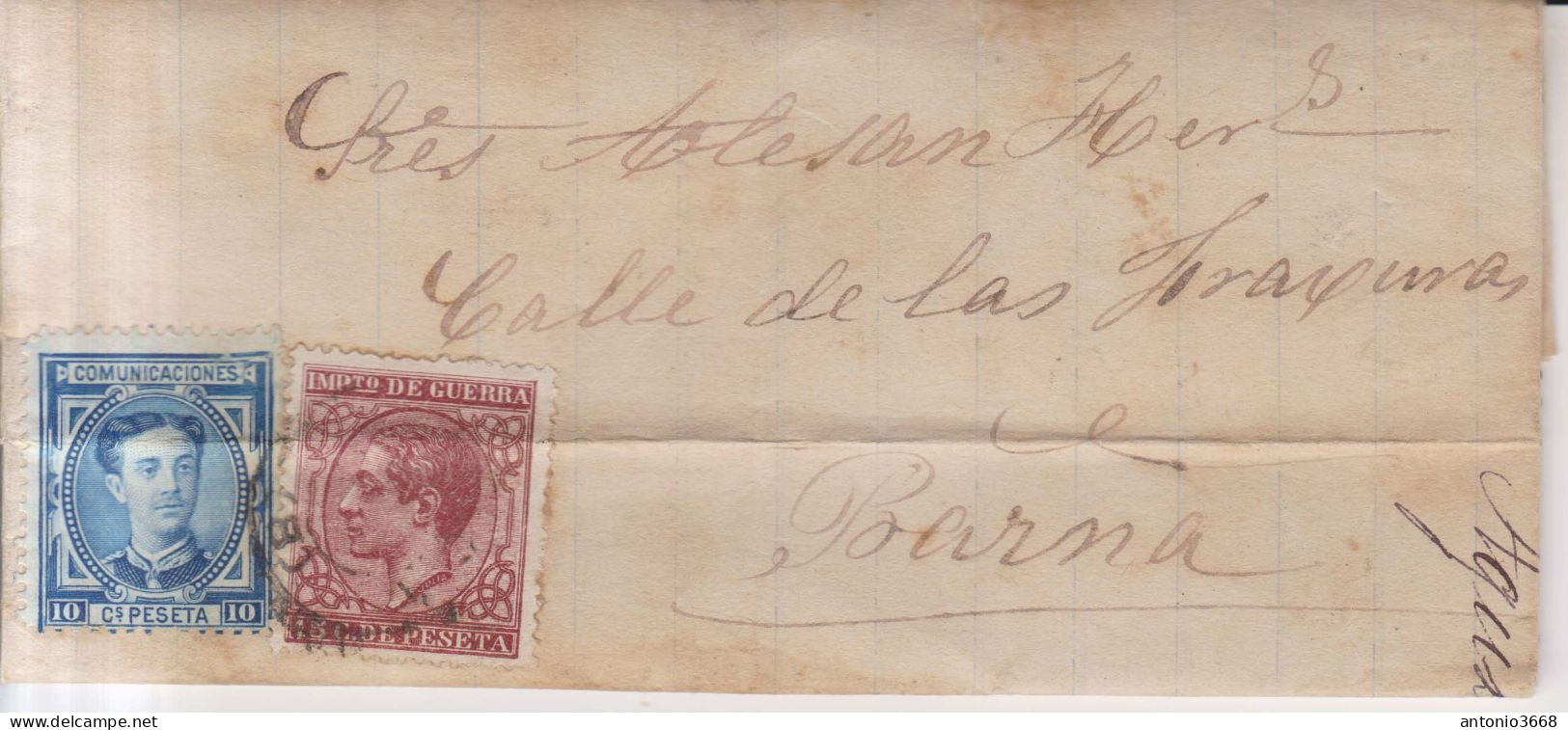 Año 1876 Edifil 175-188 Alfonso XII Carta De Bordeta A Barcelona Agustin Roig - Storia Postale