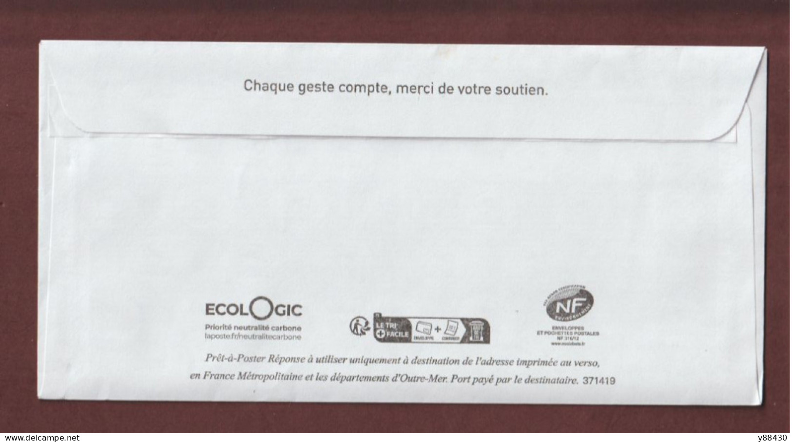 PAP- N° Au Dos: 371419 - INSTITUT CURIE . LILLE CEDEX - Repiquage L'Éngagée PRIORITAIRE - Neuf ** - Face & Dos - PAP : Antwoord /Marianne L'Engagée