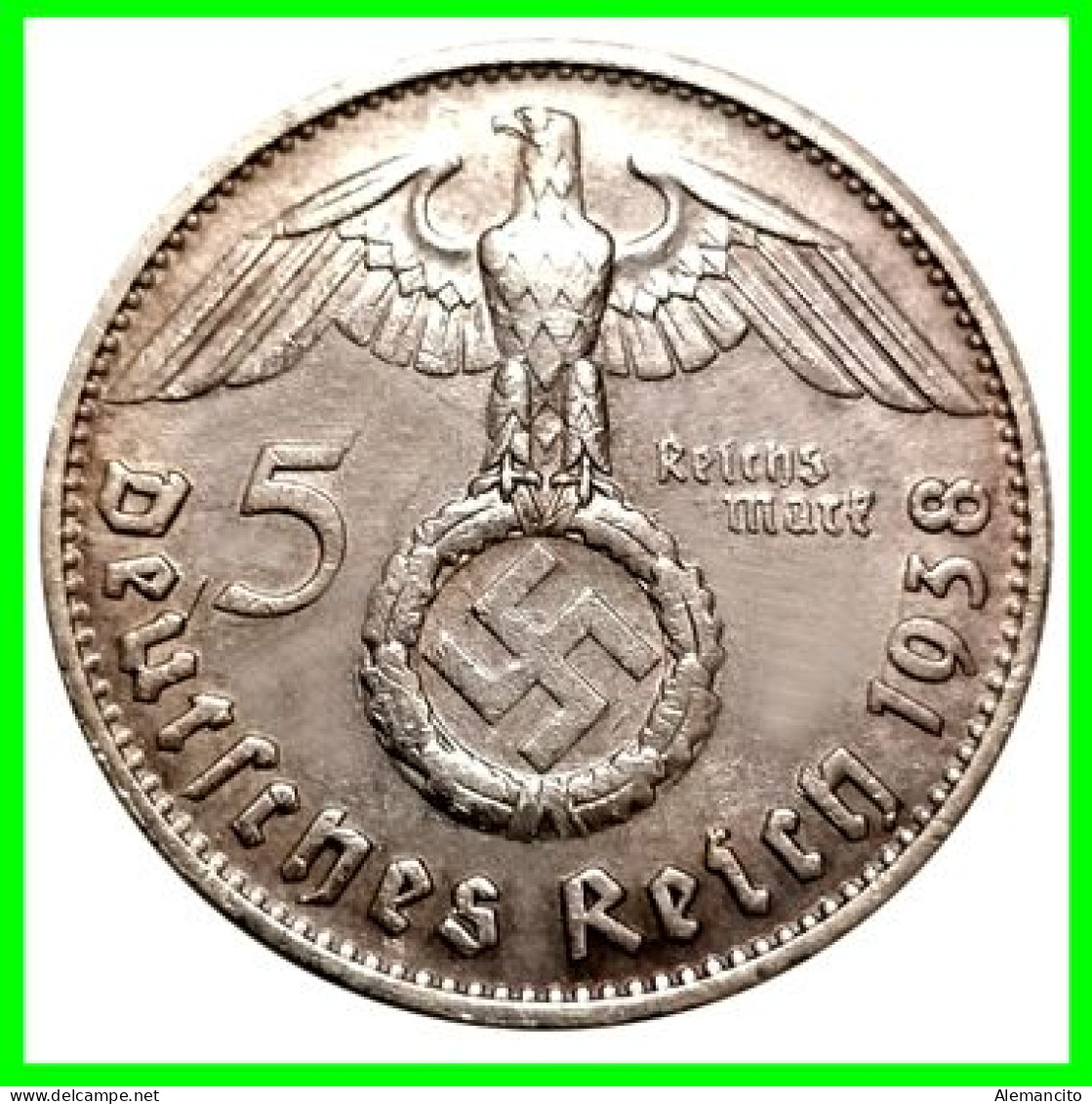 GERMANY - ALEMANIA DEUTFCHES REICH SERIE DE 6 MONEDAS DE 5.00 REICHSMARK AÑO 1938 MONEDAS DE PLATA - 29 MM.  HINDENBURG - 2 Reichsmark