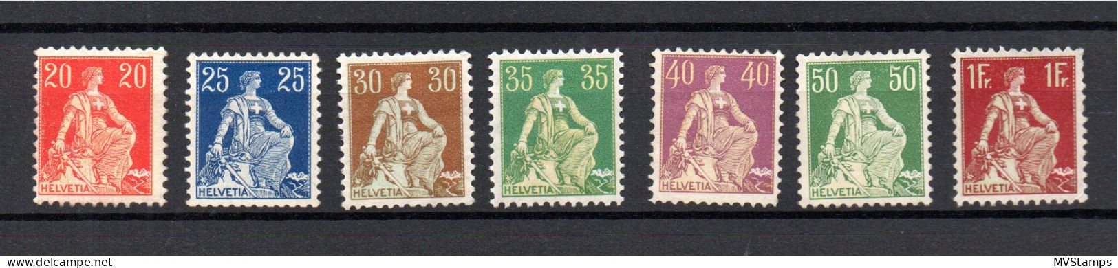 Switzerland 1907 Set Sitting Helvetia Stamps (Michel 102/07+109) Nice Unused/MLH - Neufs