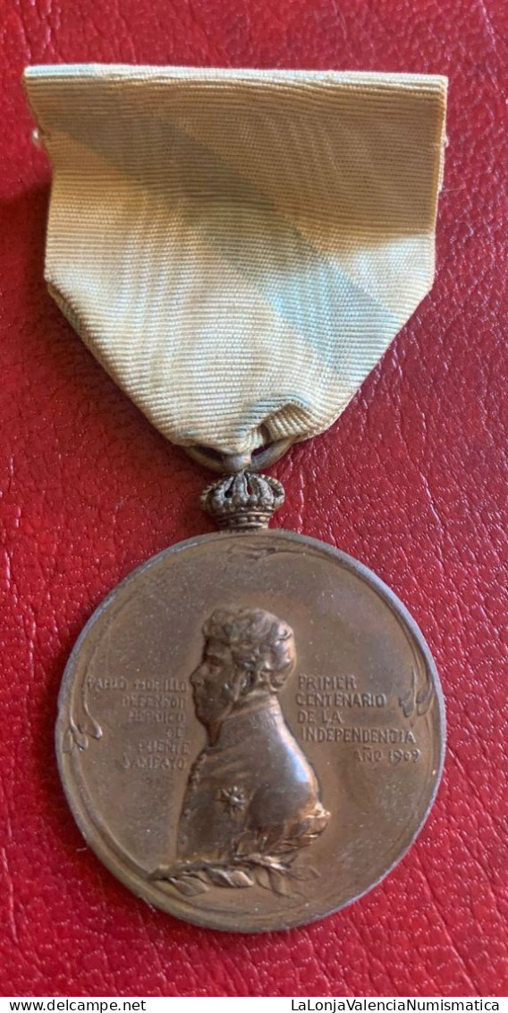 España Medalla Pablo Morrillo Defensor Puente Sampayo 1er Centenario De La Independencia 1909 - Otros & Sin Clasificación