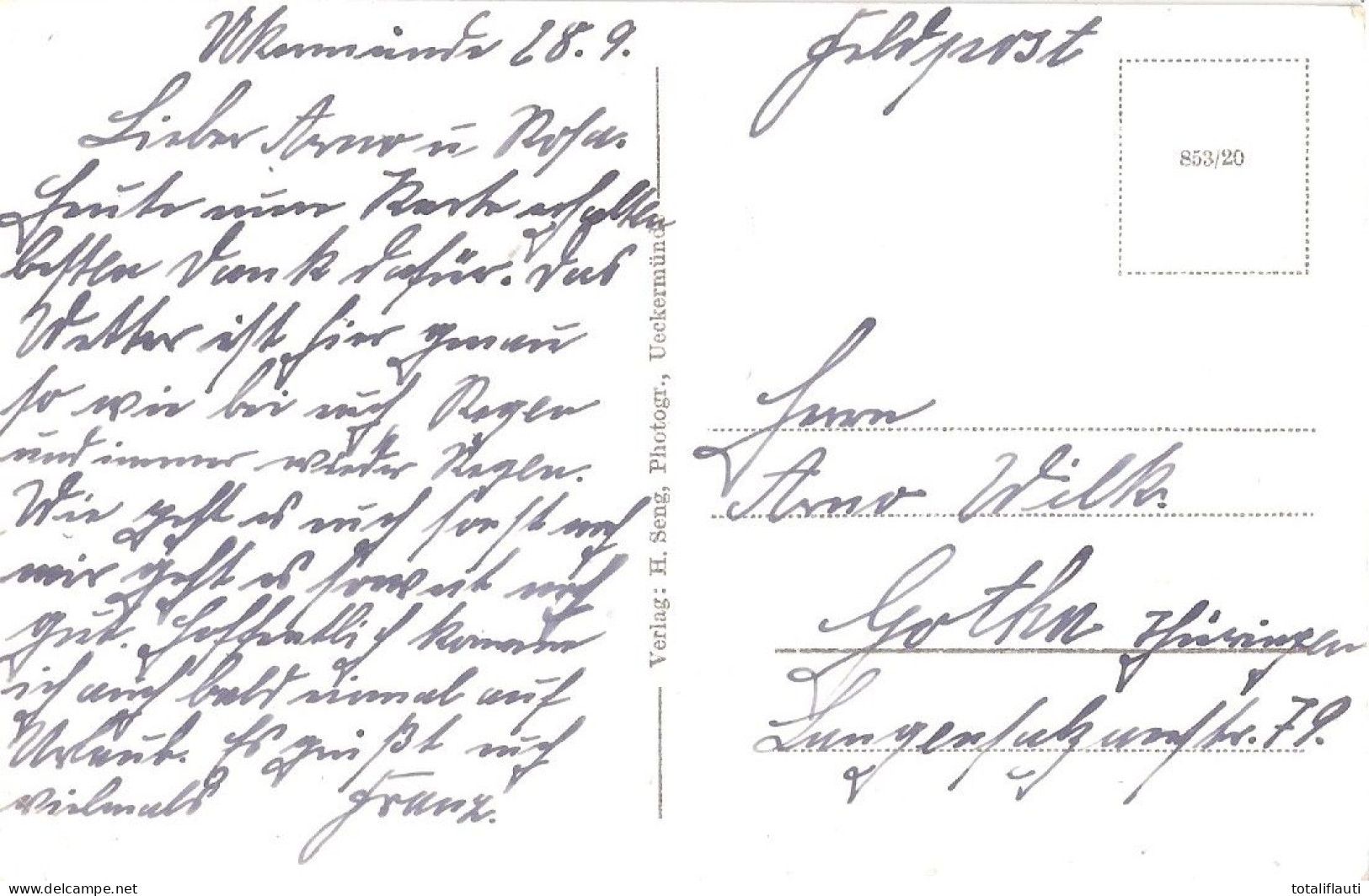 UECKERMÜNDE Haffbad Kreis Und Stadtsprkasse Belebt Fahrrad Ständer Mutter Und Sohn Mit Hund Vor Handwagen 28.9.1941? - Ueckermuende