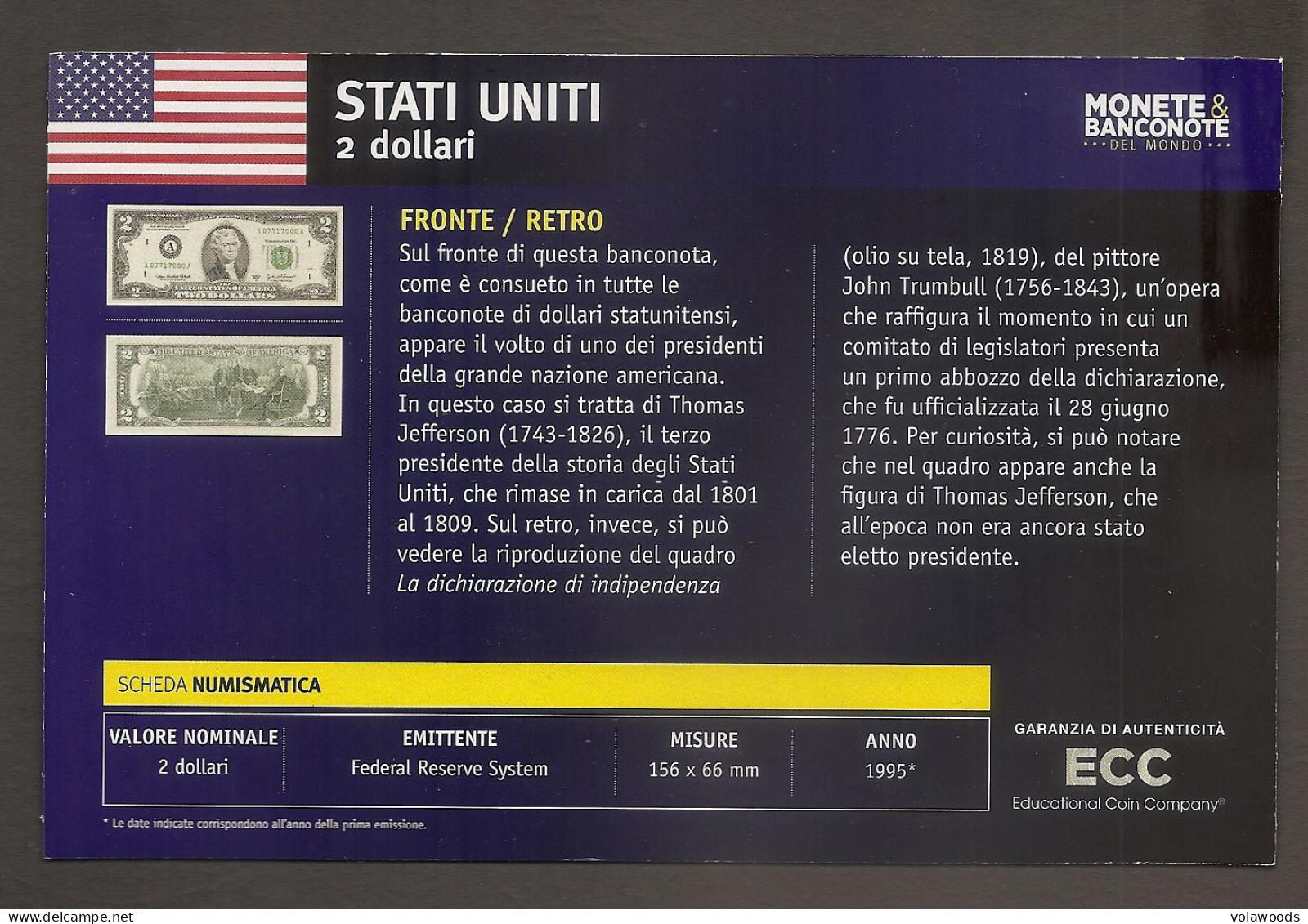 USA - Banconota Non Circolata FdS UNC Da 2 Dollari P-538C Philadelphia In Folder - 2013 #19 - Billets De La Federal Reserve (1928-...)