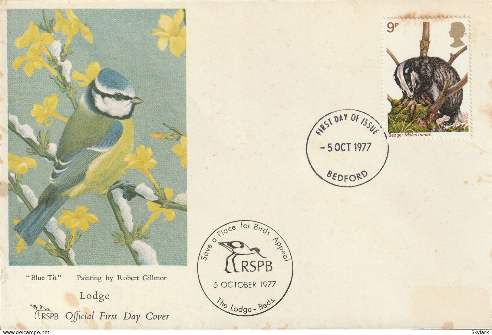 Great Britain   .   1977   .  "British Wildlife - Blue Tit"   .   First Day Cover - 1 Stamp - 1971-1980 Decimal Issues