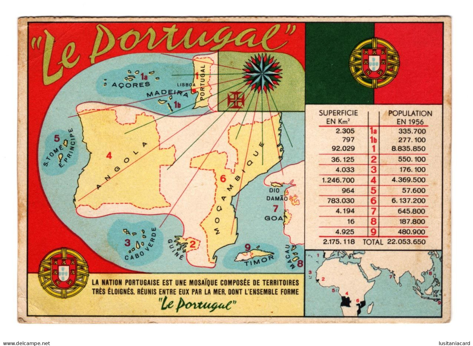 PORTUGAL - MAPAS -  " Le Portugal " ( Ed. «Goa, Telle Que Je L'ai Vue»Collectio-Aurea - Cachiers De Voyage)carte Postale - Guarda