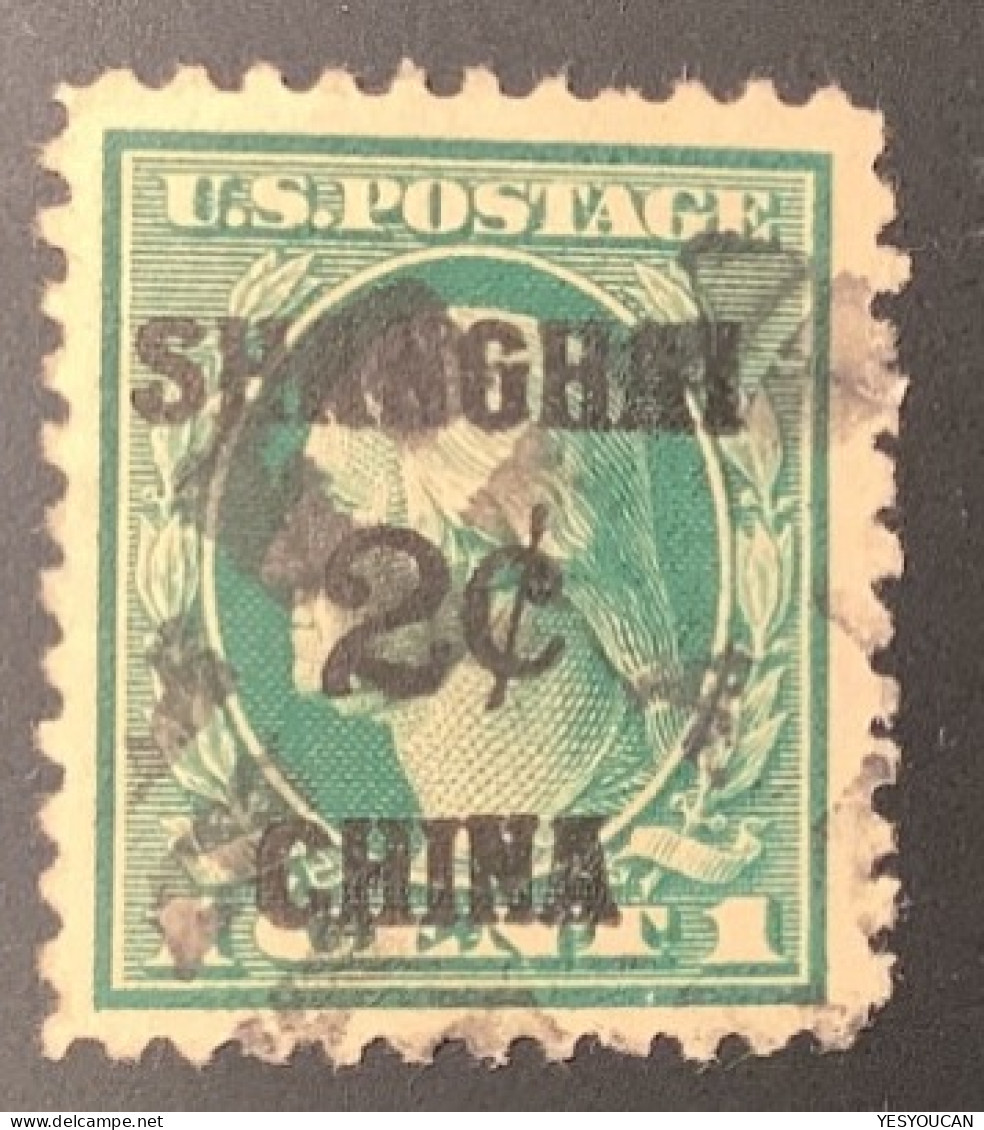 US #K1 XF Used 1919-22  2c On 1c Green U.S Postal Agency In China  (USA Chine Shanghai - Chine (Shanghai)