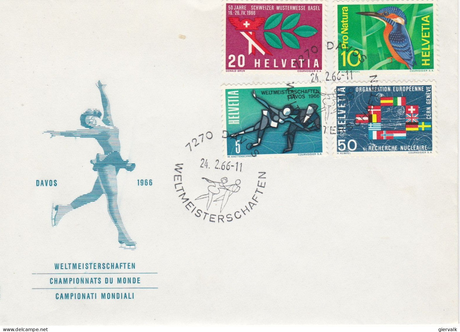 SWITZERLAND 1966 FDC With Figure Skating - Kunstschaatsen