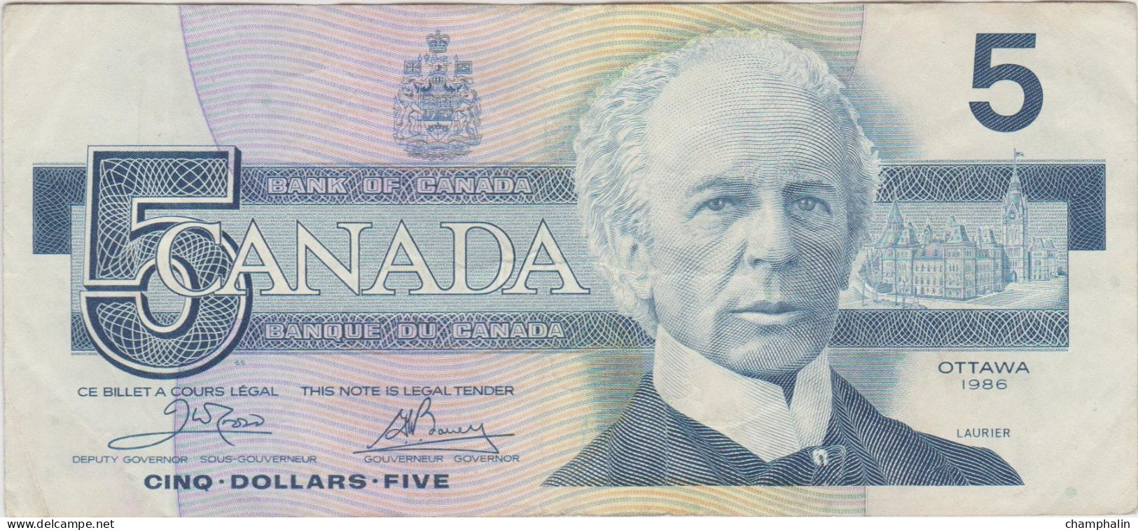 Canada - Billet De 5 Dollars - Wilfried Laurier - 1986 - P95a - Canada