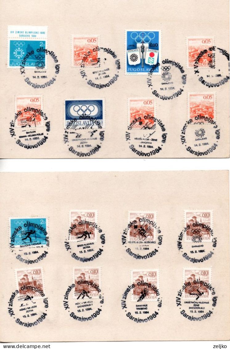 Yugoslavia, Winter Olympic Games Sarajevo 1984, Special Cancels Used On February 4 - 19_M - Hiver 1984: Sarajevo