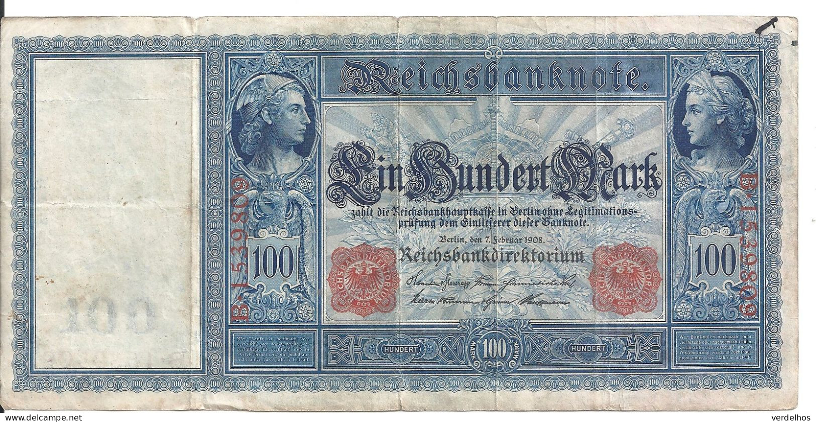 ALLEMAGNE 100 MARK 1908 VF P 35 - 100 Mark