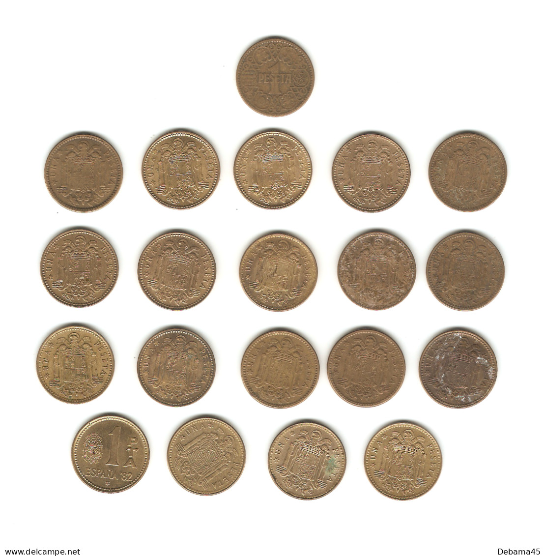 180/ Lot Espagne : 20 X 1 Peseta (de 1944 à 1980) - 1 Peseta