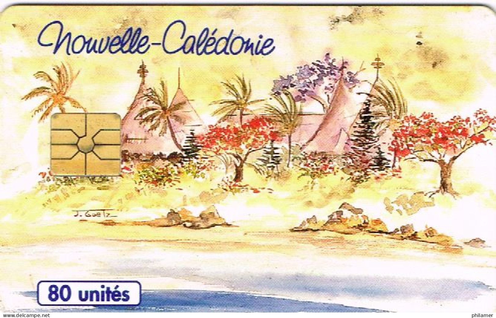 Nouvelle Caledonie Caledonia TELECARTE PHONECARD NC 22 CASE ET LAGON PEINTURE GOETZ BE - Nouvelle-Calédonie