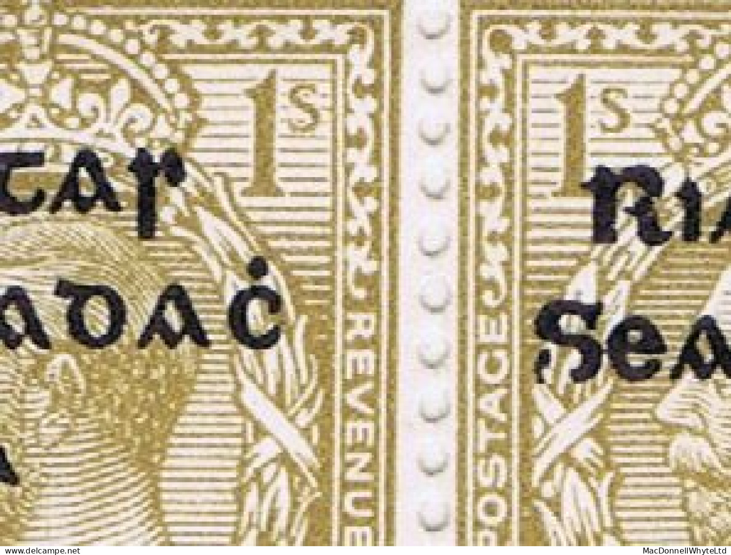 Ireland 1922 Thom Rialtas 5-line Blue-black 1s Bistre, Corner Strip Of 6 Plate 8 With "Wide Dac" And "R Over Se" Mint, - Unused Stamps