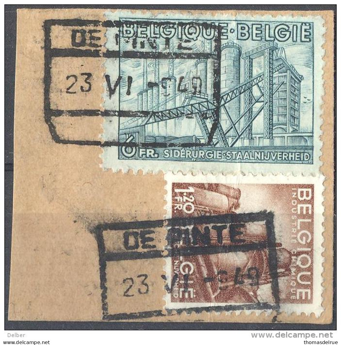 _4Zm538:  Fragment Met N° 767+772:  Spoorwegstempel  DE PINTE - 1948 Export
