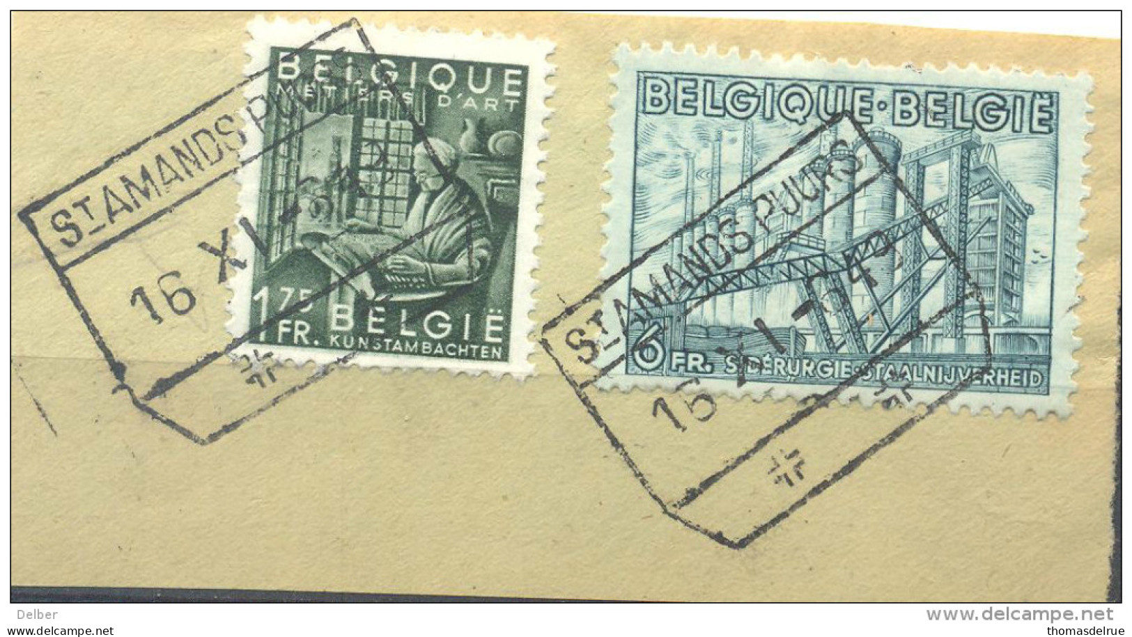 _4Zm542:  Fragment Met N° 768+772:  Spoorwegstempel ST AMANDS PUURS - 1948 Esportazione