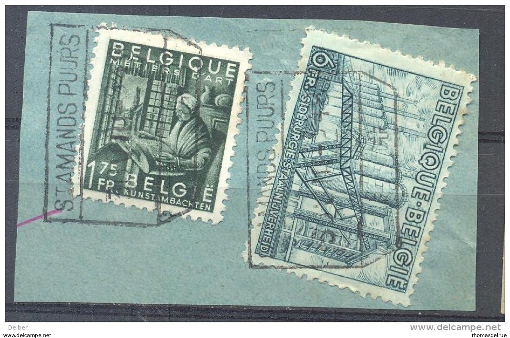 _4Zm541:  Fragment Met N° 768+772:  Spoorwegstempel ST AMANDS PUURS - 1948 Export