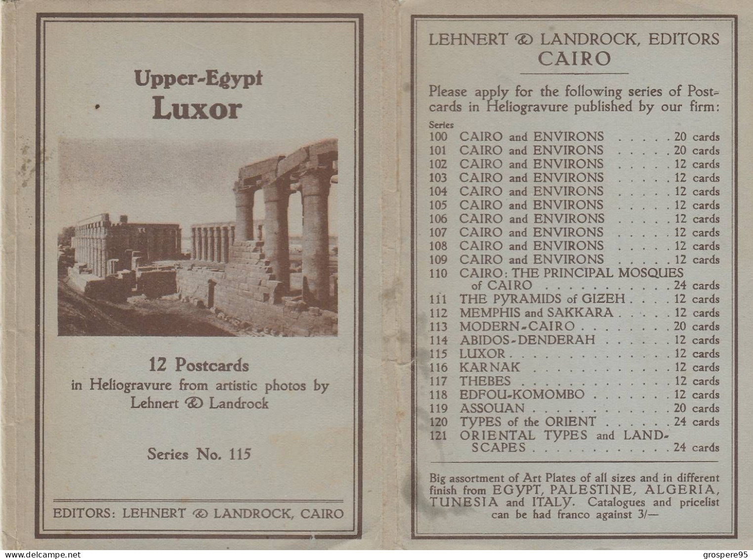 LUXOR POCHETTE 12 CARTES SERIE N°115 HELIOGRAVURE FROM ARTISTIC PHOTOS BY LEHNERT & LANDROCK - Luxor