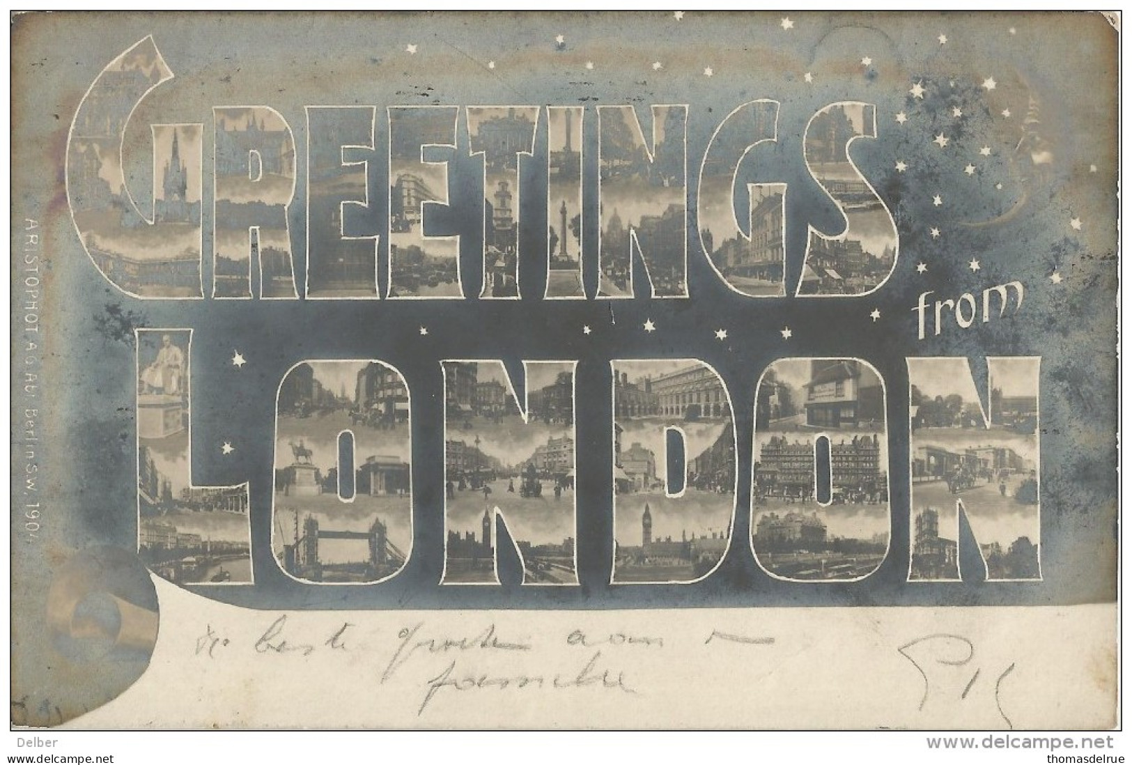 _5pk-178: ½ Penny + Bladboard + ½p: > Vilvorde / Greetings From LONDON 1905 - Unclassified