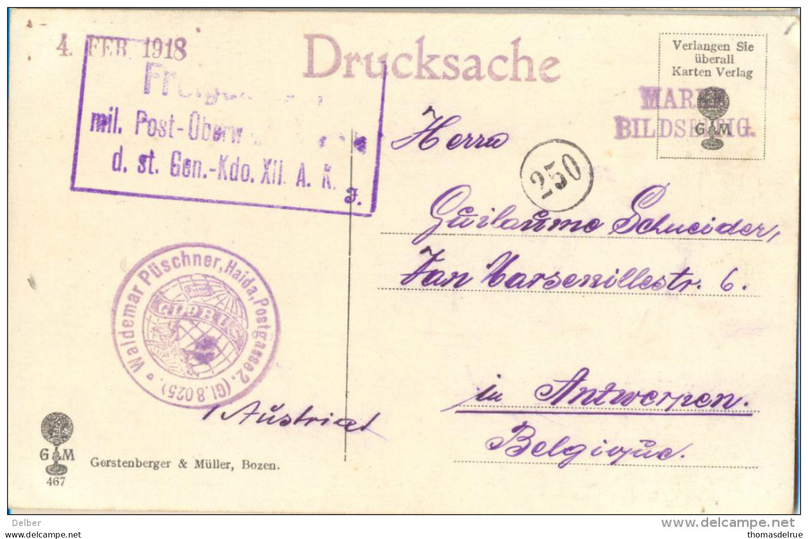 _5Pk965: N°146/ Lana Bei Meran: Die Gaulschlucht+ Cebsuur: FREIGEGEBEN..mil Post.... > Antwerpen Belgien - ...-1918 Prefilatelia