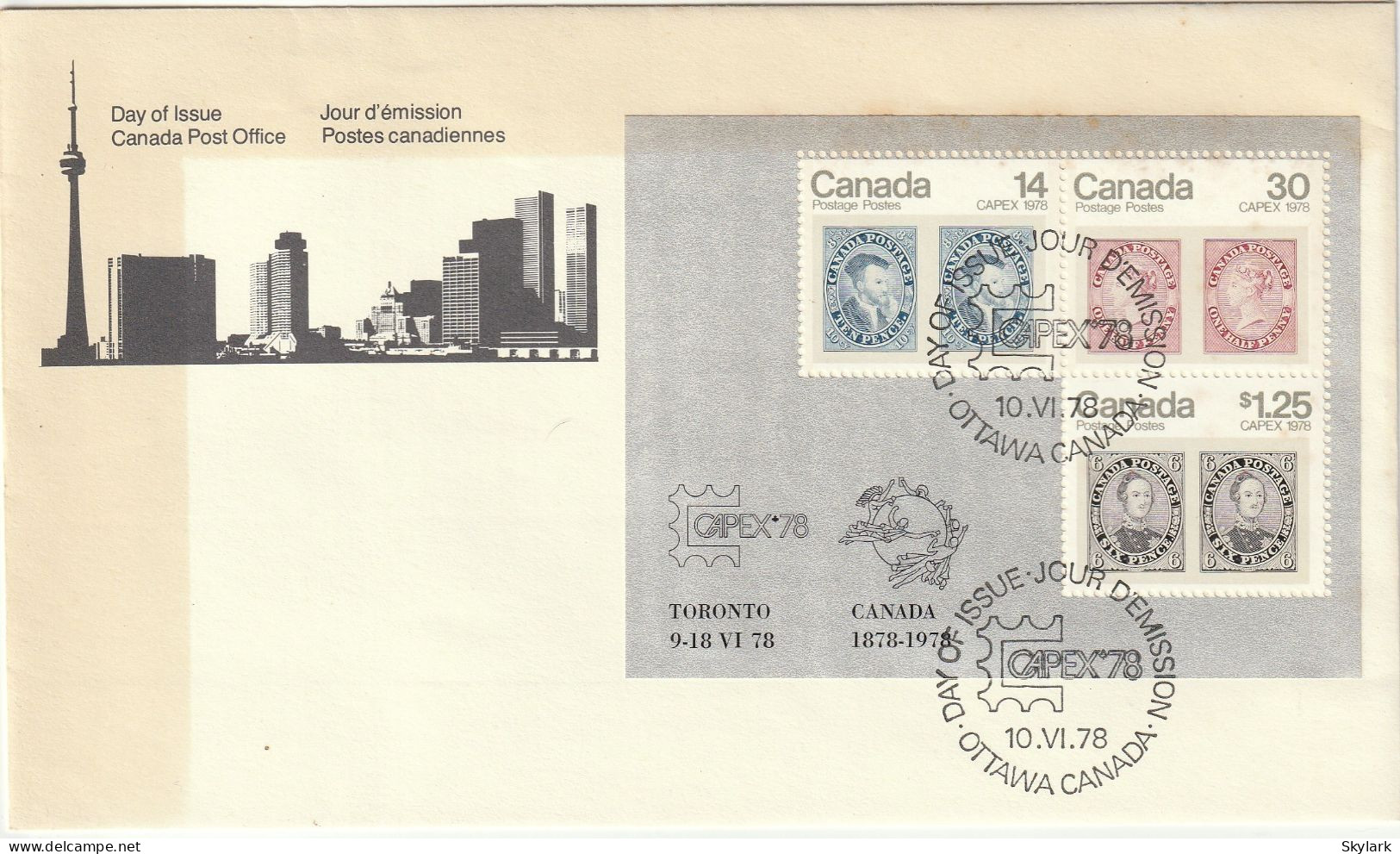 Canada First Day Cover 1978 "Capex 78 - International Stamp Exhibition" SG CA914a - Premiers Vols