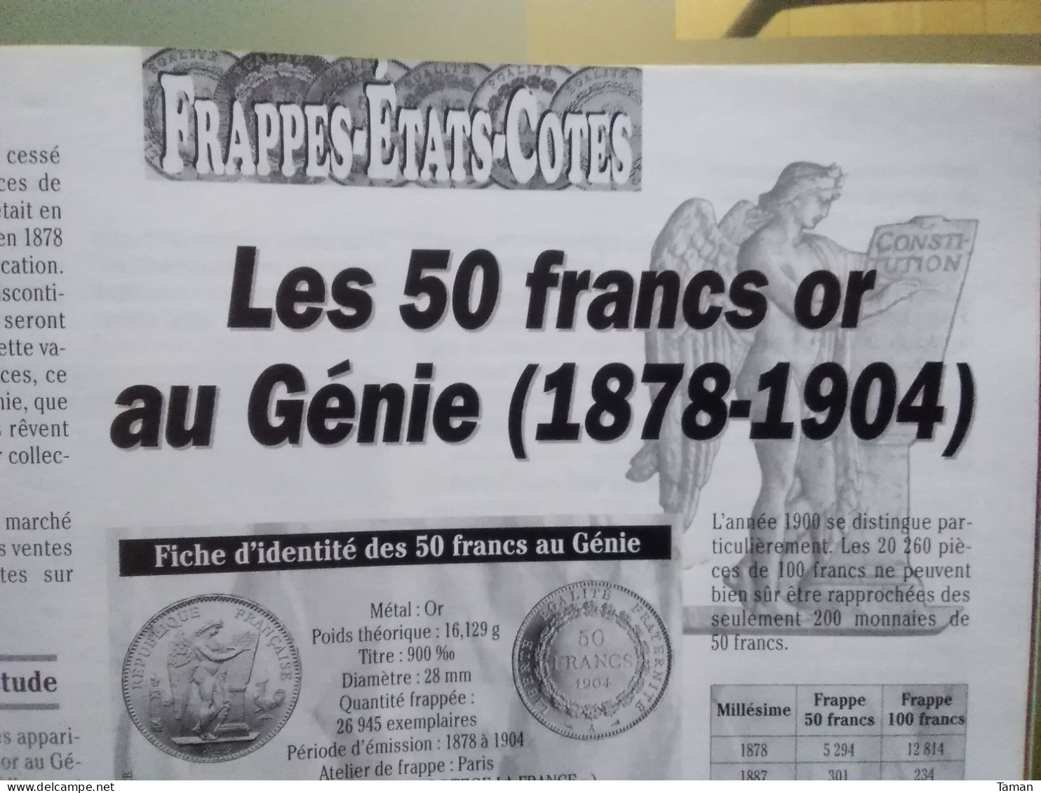 Numismatique & change - IIIème république 1871.1914 - Louis XVIII Nantes - Lettonie - 50 F or 1878-1904 - 100 francs Pay