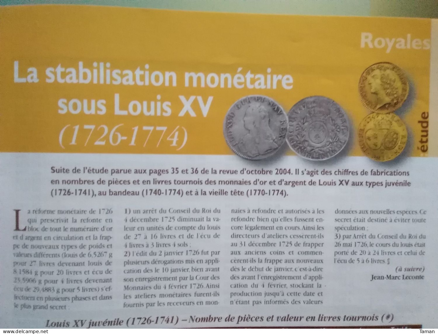 Numismatique & Change - Grèce - Romaines - Régence Louis XV - Paris Sous La Révolution - Morlon - Französisch